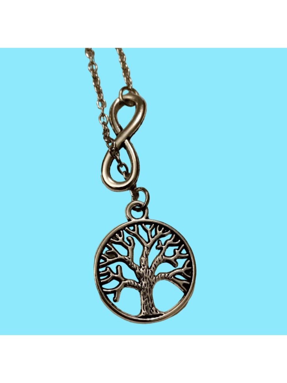 Tree of Life Silver Necklace Infinity Pendant Fashion Jewelry Women Chain 20 inc